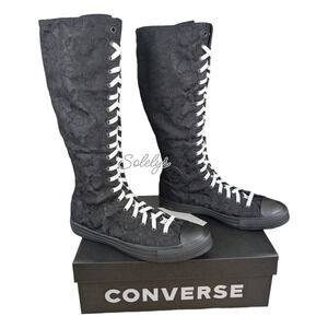 Converse XXHI Black Lace Knee High White Custom Elastic Laced Sneaker M12 W14